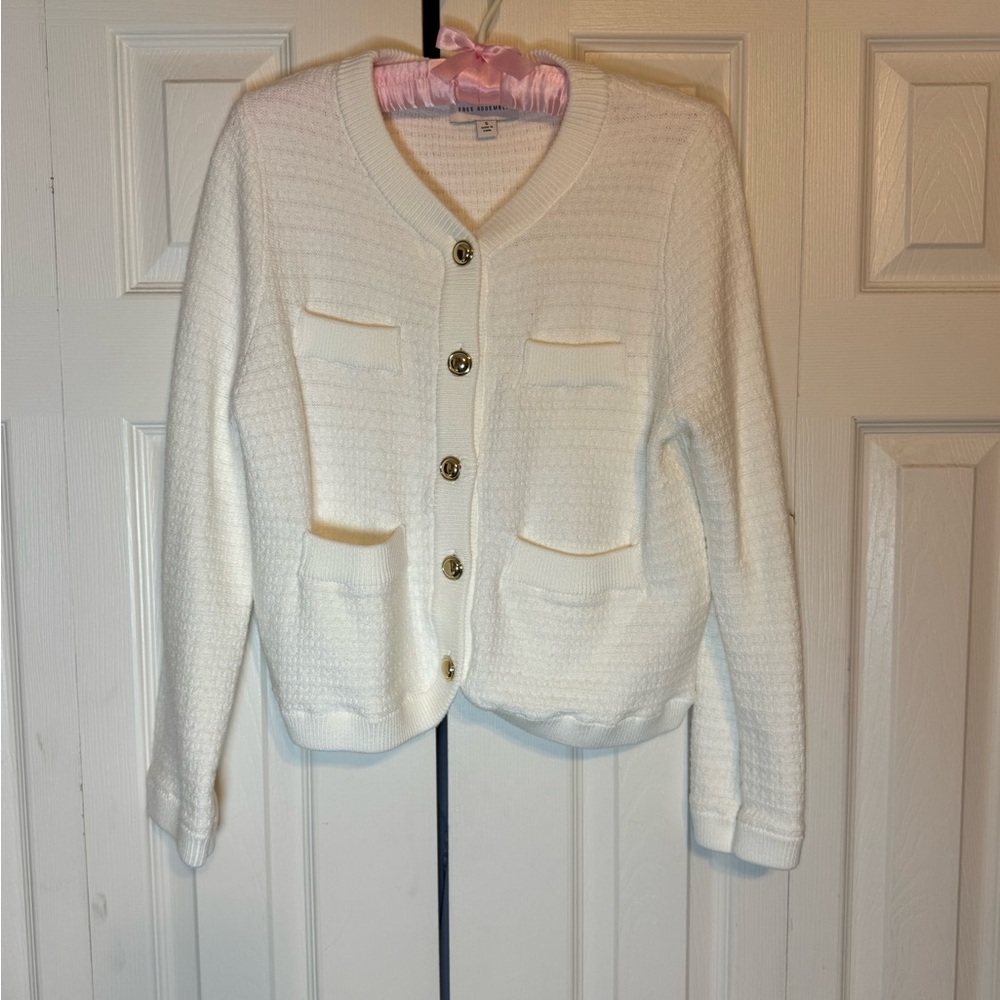 Women's White Cardigan‎ Sweater